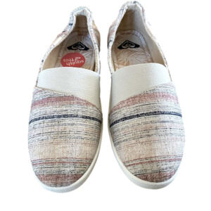 ROXY Danaris Striped Slip-On Casual Comfort Flat Shoes, Size 9.5